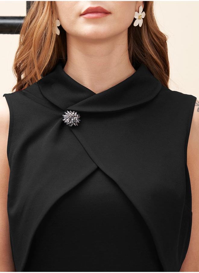 Collared Overlap Detail Maxi Dress with Back Slit by Styli