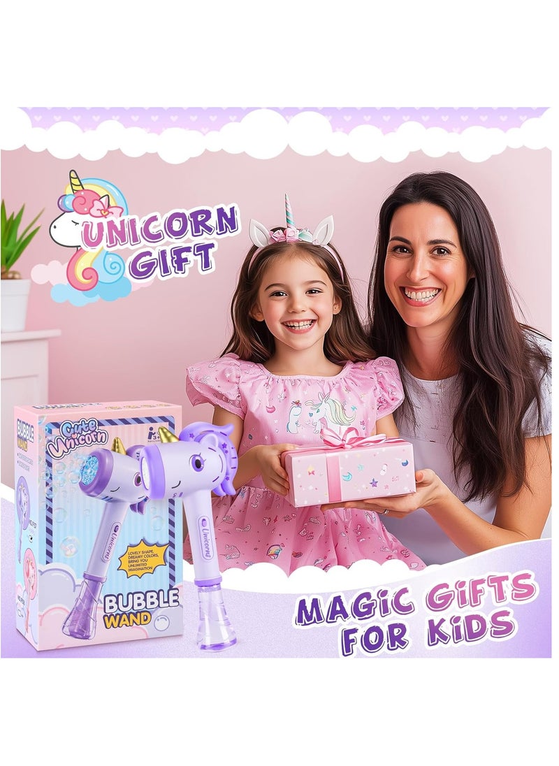 Toys for 3+ Year Old Girls Kids: Unicorn Bubble Wand with Cool Light Gifts for Age 3 4 5 6 7 8 Years Old Kids Baby Bubble Machine for Parties Birthday for Toddler Ages 3-8