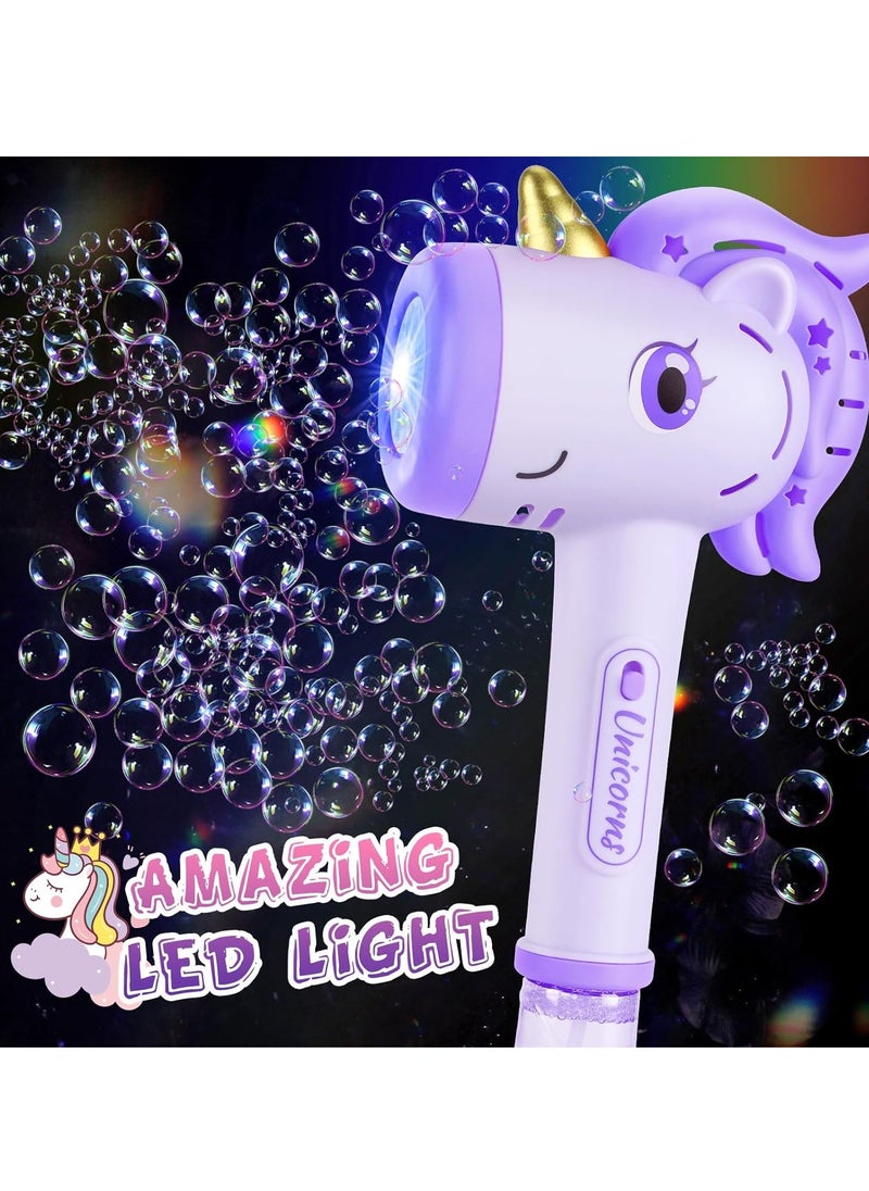 Toys for 3+ Year Old Girls Kids: Unicorn Bubble Wand with Cool Light Gifts for Age 3 4 5 6 7 8 Years Old Kids Baby Bubble Machine for Parties Birthday for Toddler Ages 3-8