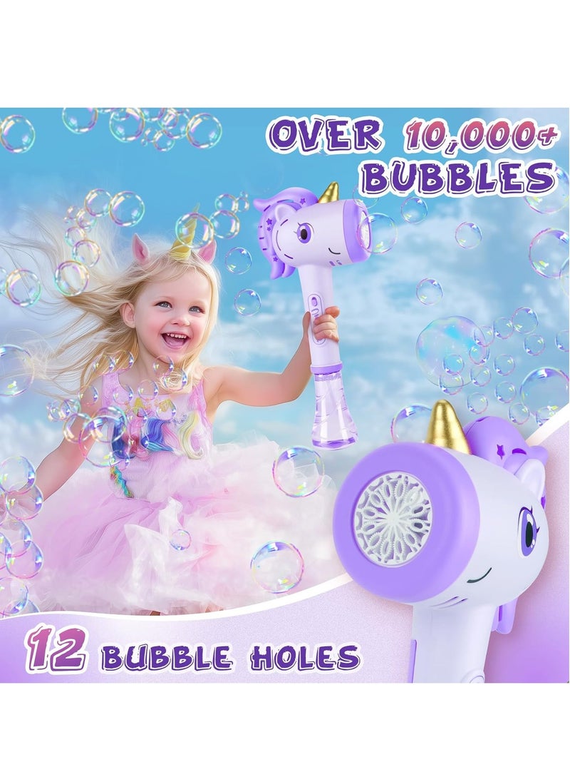 Toys for 3+ Year Old Girls Kids: Unicorn Bubble Wand with Cool Light Gifts for Age 3 4 5 6 7 8 Years Old Kids Baby Bubble Machine for Parties Birthday for Toddler Ages 3-8