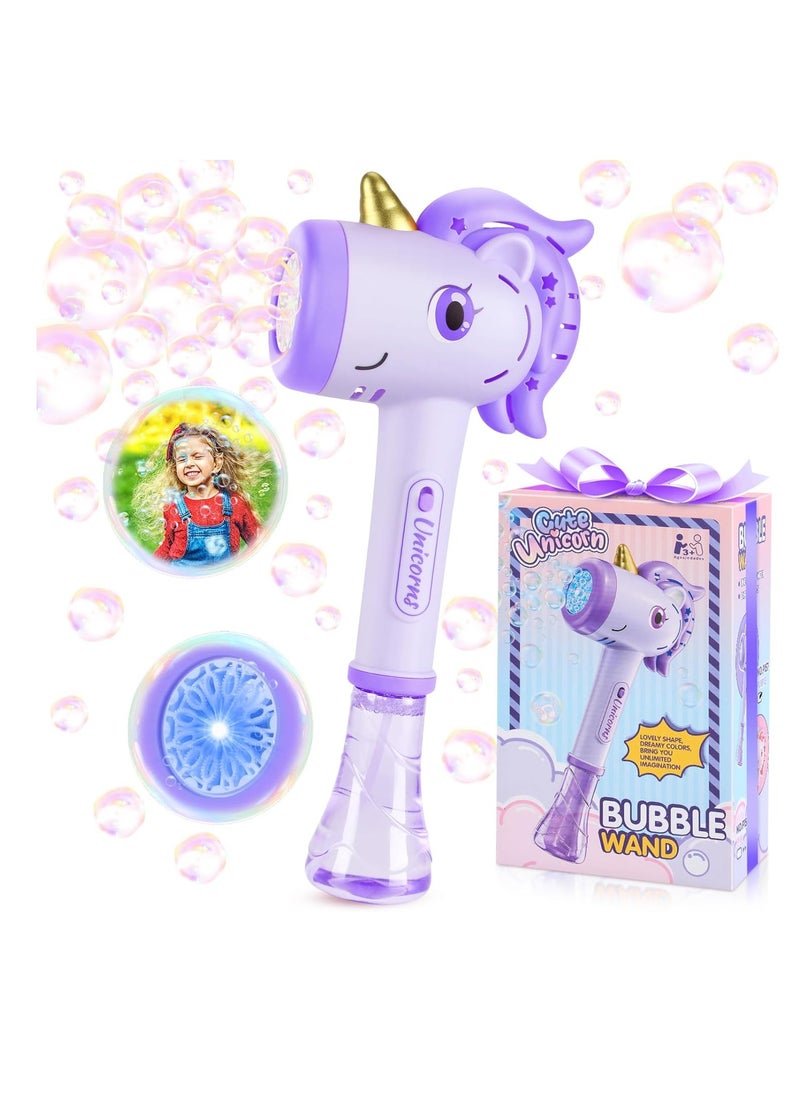 Toys for 3+ Year Old Girls Kids: Unicorn Bubble Wand with Cool Light Gifts for Age 3 4 5 6 7 8 Years Old Kids Baby Bubble Machine for Parties Birthday for Toddler Ages 3-8