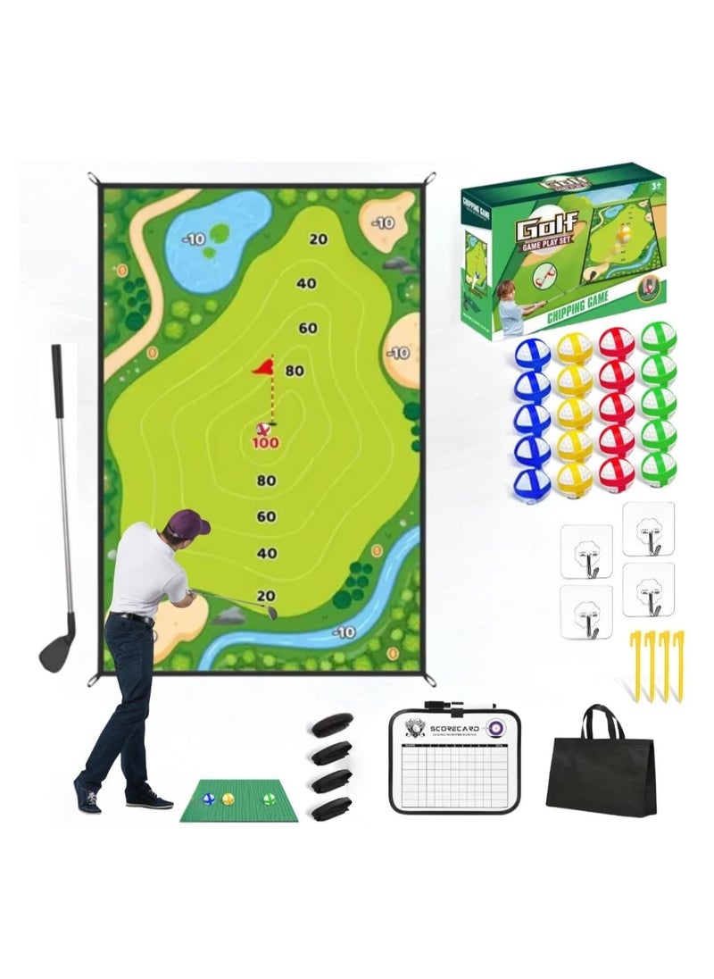 Golf Chipping Game Mat with Golf Club & Sticky Balls – 47