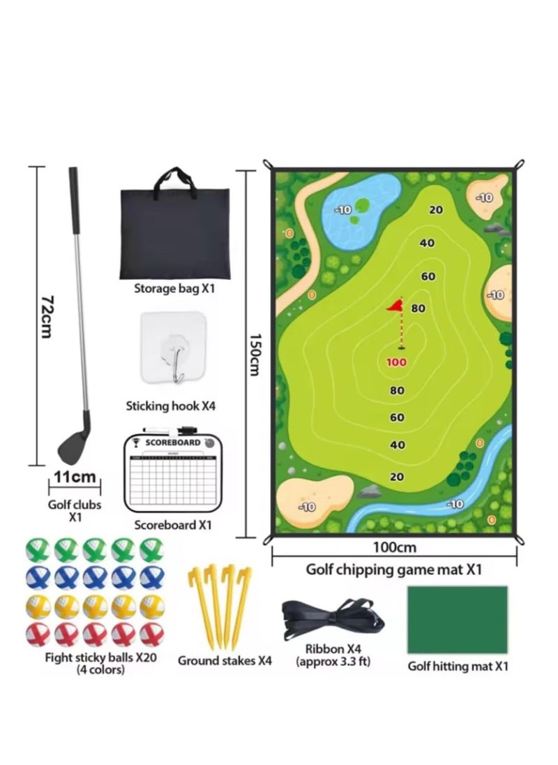 Golf Chipping Game Mat with Golf Club & Sticky Balls – 47