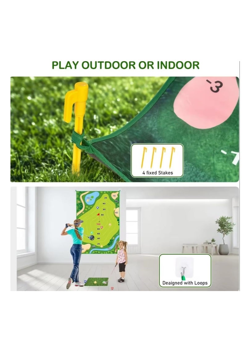 Golf Chipping Game Mat with Golf Club & Sticky Balls – 47