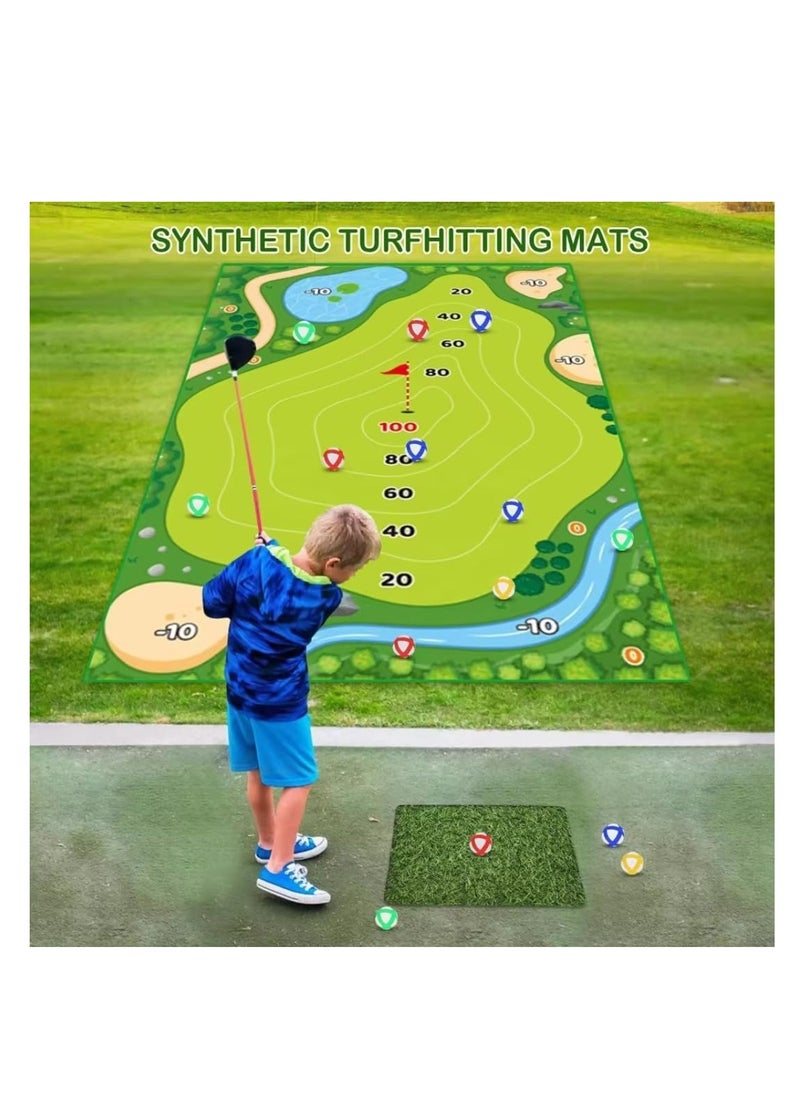 Golf Chipping Game Mat with Golf Club & Sticky Balls – 47