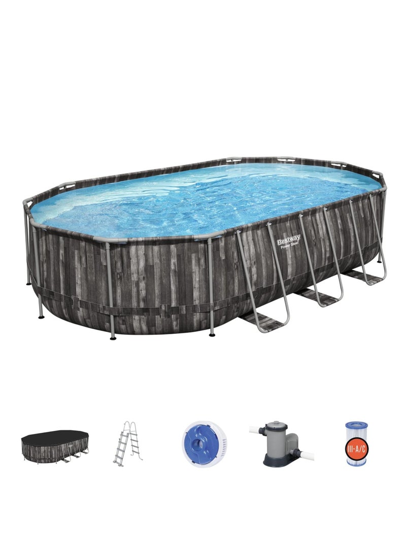 Bestway - Power Steel Oval Pool 6.10x3.66x1.22m