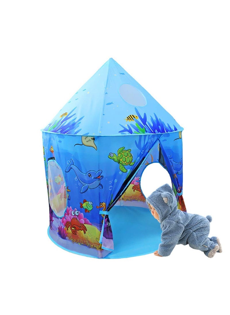 Ocean Play Tent for Kids, Marine Undersea Animals Themed Playhouse Indoor Outdoor Games Party Children Pop Up Foldable Tent Birthday Toy for Boys Girls Baby, Ideal Gift in Holiday & Birthday