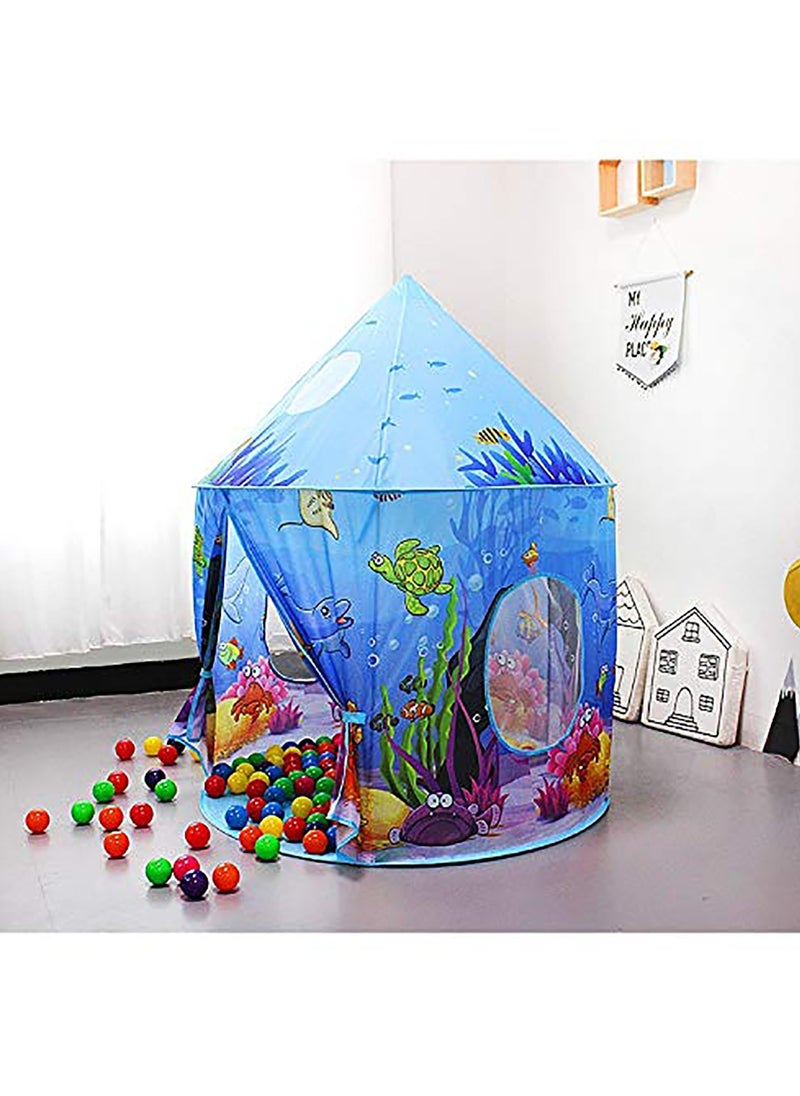 Ocean Play Tent for Kids, Marine Undersea Animals Themed Playhouse Indoor Outdoor Games Party Children Pop Up Foldable Tent Birthday Toy for Boys Girls Baby, Ideal Gift in Holiday & Birthday