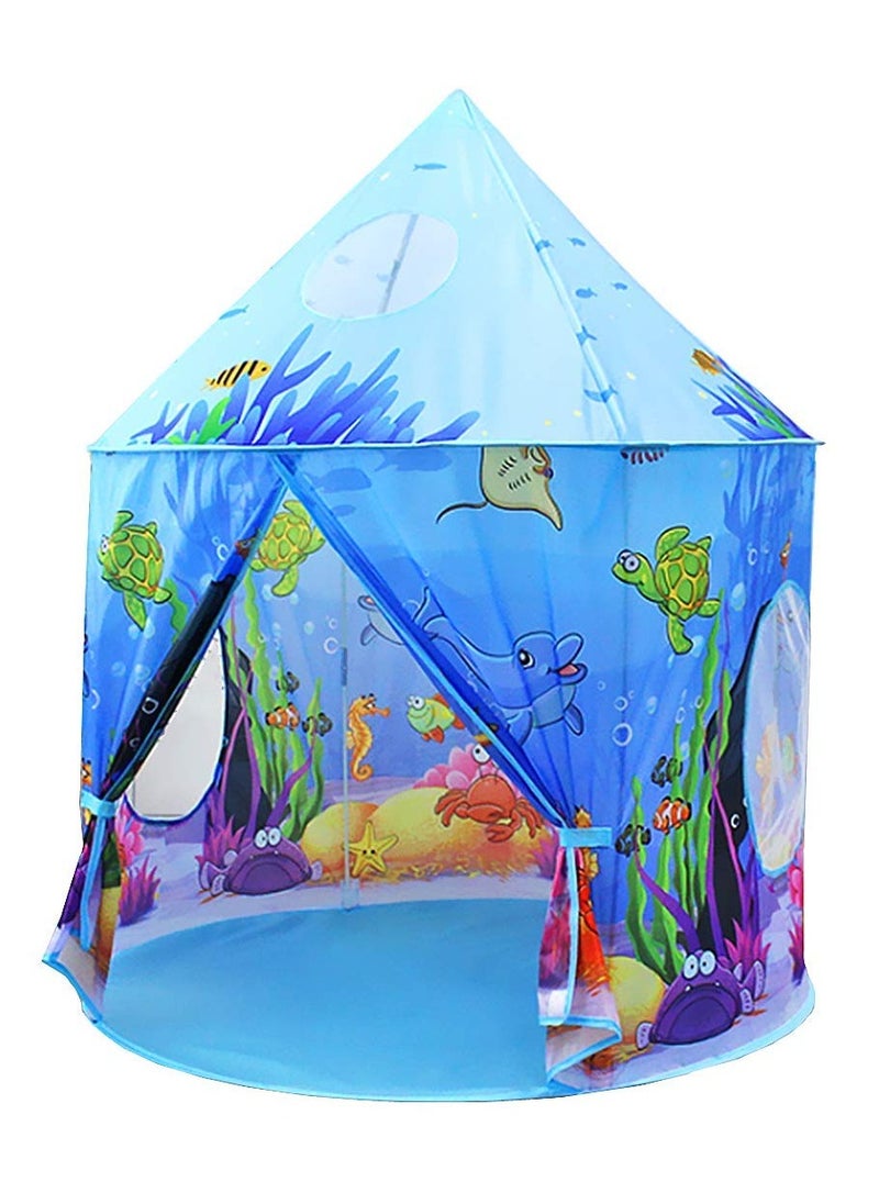 Ocean Play Tent for Kids, Marine Undersea Animals Themed Playhouse Indoor Outdoor Games Party Children Pop Up Foldable Tent Birthday Toy for Boys Girls Baby, Ideal Gift in Holiday & Birthday