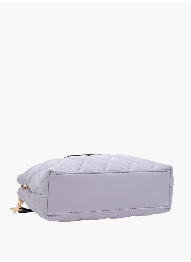 Women's Quilted Crossbody Bag with Chain Strap and Flap Button Closure