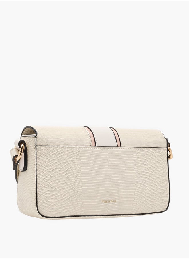 Women's Textured Crossbody Bag with Adjustable Strap and Flap Closure