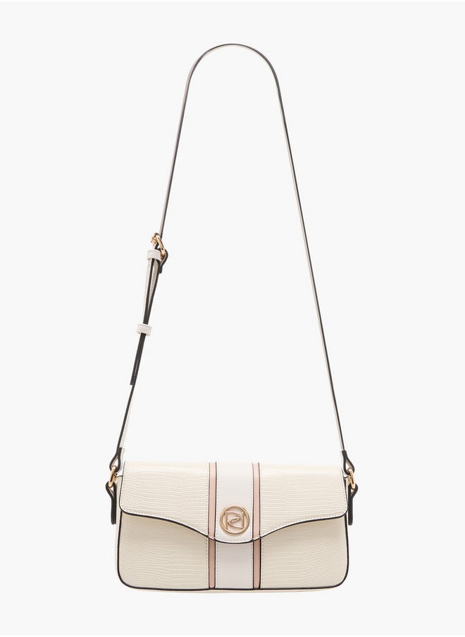 Women's Textured Crossbody Bag with Adjustable Strap and Flap Closure