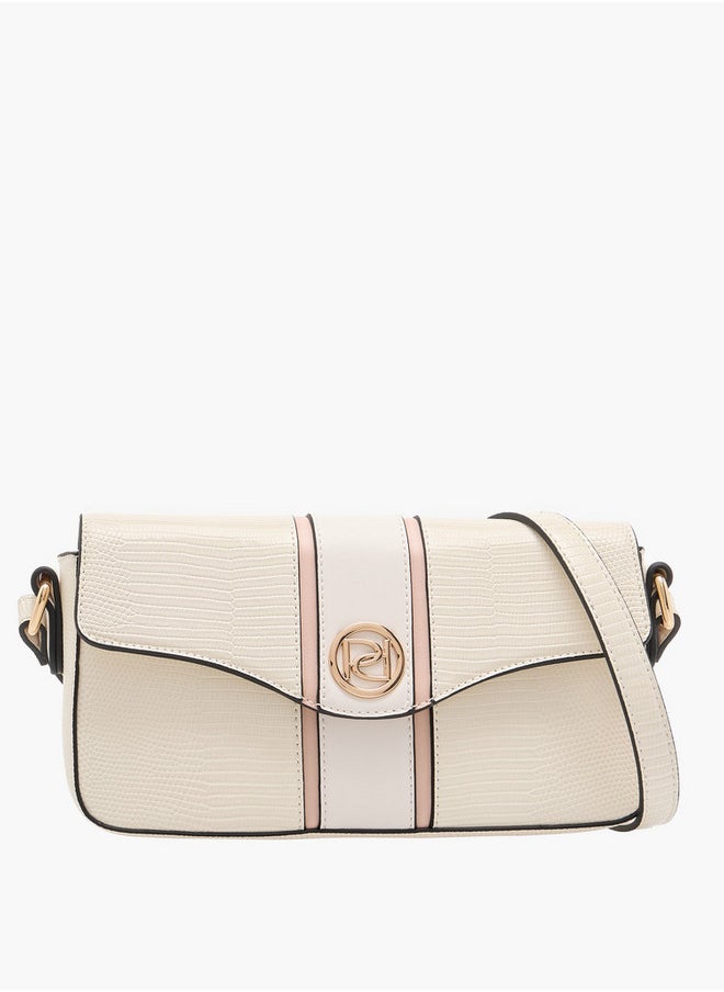 Women's Textured Crossbody Bag with Adjustable Strap and Flap Closure