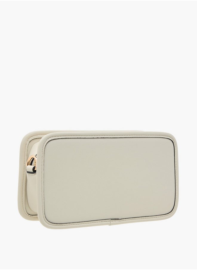 Metal Accent Crossbody Bag with Zip Closure and Detachable Strap
