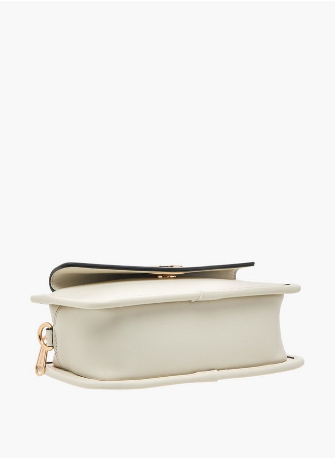 Metal Accent Crossbody Bag with Zip Closure and Detachable Strap