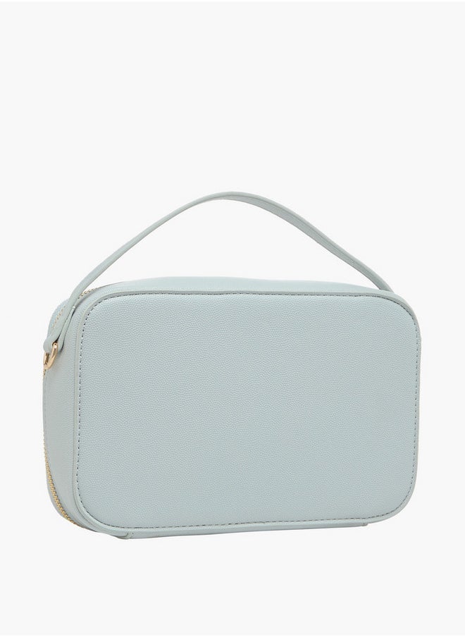 Textured Crossbody Bag with Chain Strap and Zip Closure