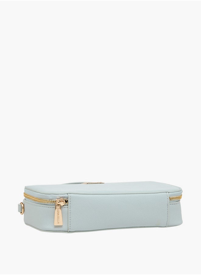 Textured Crossbody Bag with Chain Strap and Zip Closure