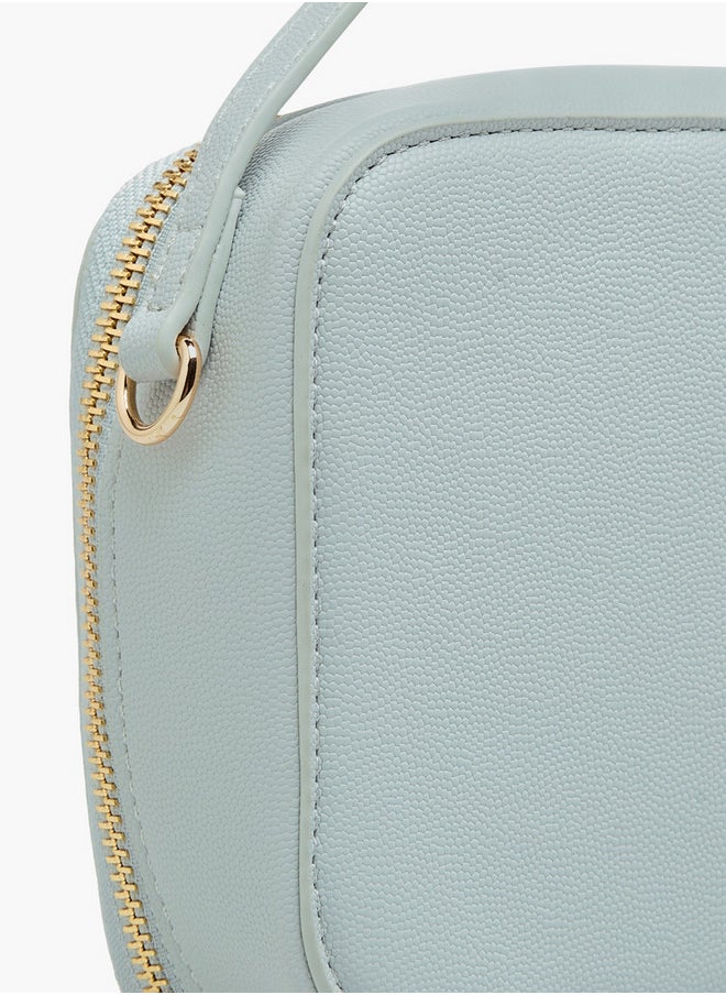 Textured Crossbody Bag with Chain Strap and Zip Closure
