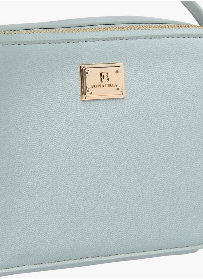 Textured Crossbody Bag with Chain Strap and Zip Closure