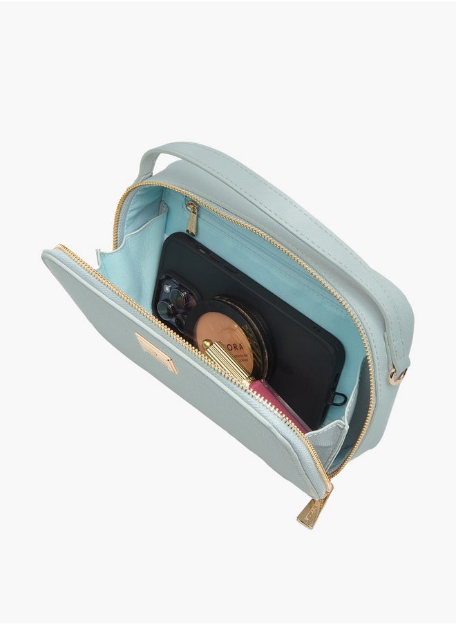 Textured Crossbody Bag with Chain Strap and Zip Closure