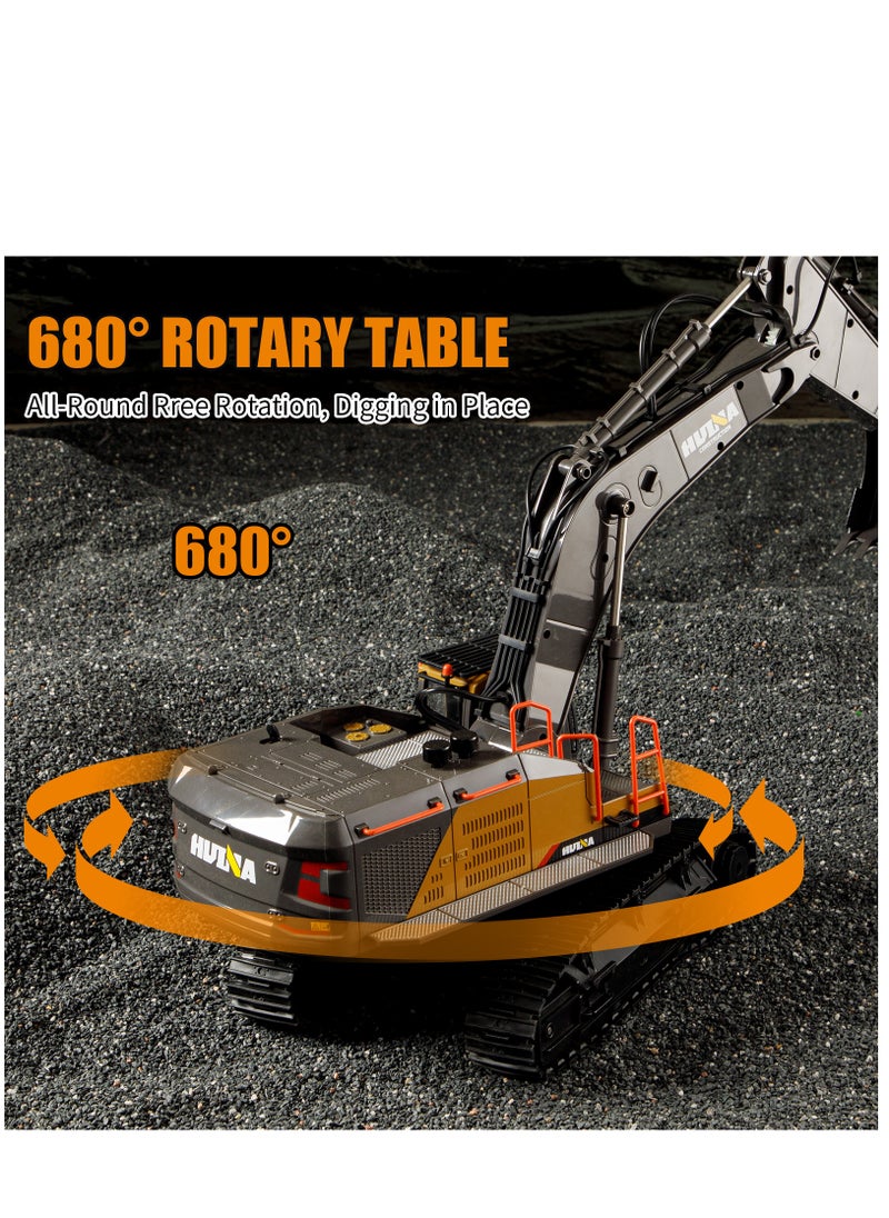 22 Channel RC Excavator Metal Shovel Independent Arms 1/14 Scale, Professional Remote Control Construction Vehicles, Boy Toys Best Gift for 8+ Years Old Boys Adults