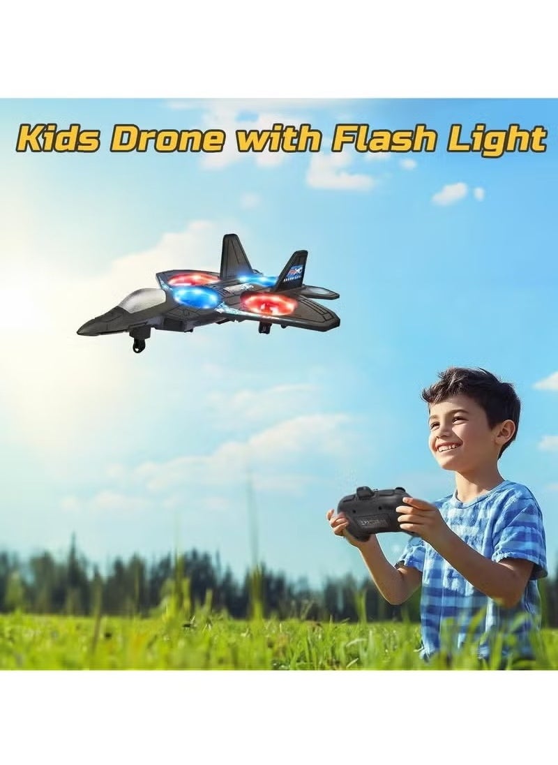 RC Aeroplane L0712 2.4GHz Remote Control Fighter Jet Quadcopter – RTF Electric Airplane Toy with LED Lights, USB Charging, One-Key 3D Flips, 360° Stunts – Durable & Lightweight Aircraft Drone for Beginners, Kids, Adults