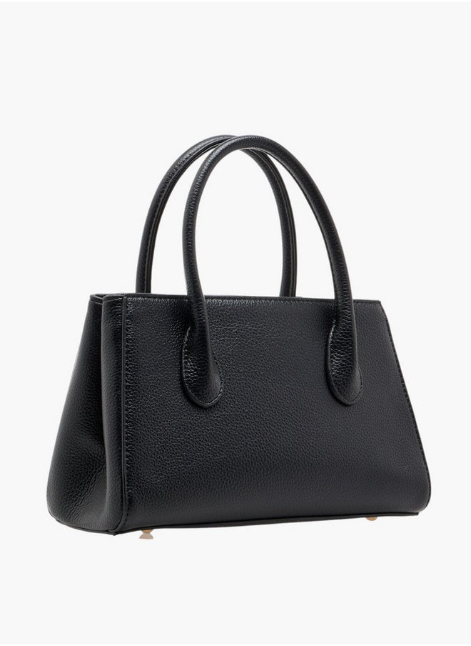 Women's Monogram Print Tote Bag with Detachable Strap and Zip Closure