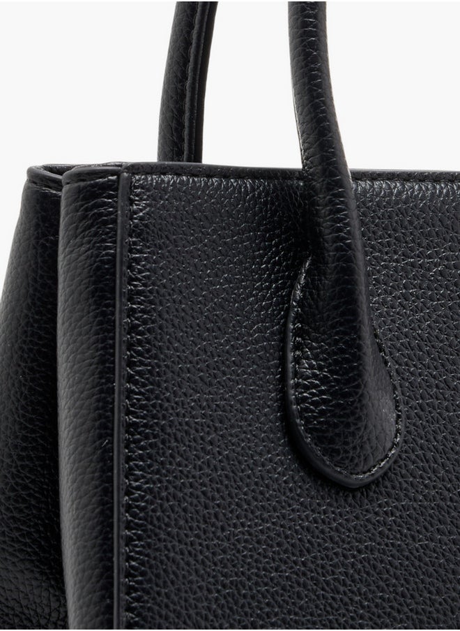 Women's Monogram Print Tote Bag with Detachable Strap and Zip Closure