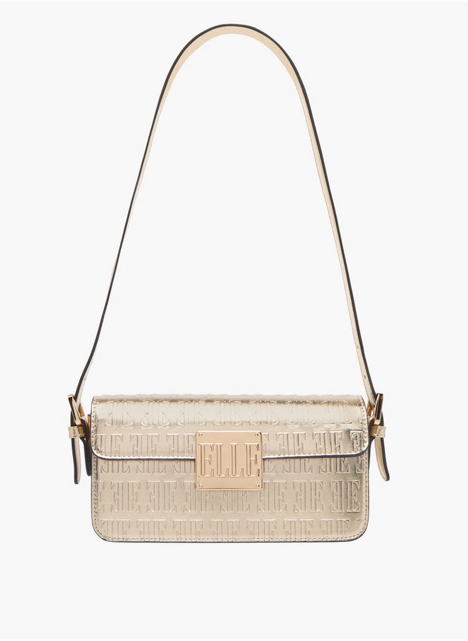 Women's Monogram Embossed Shoulder Bag with Flap Closure