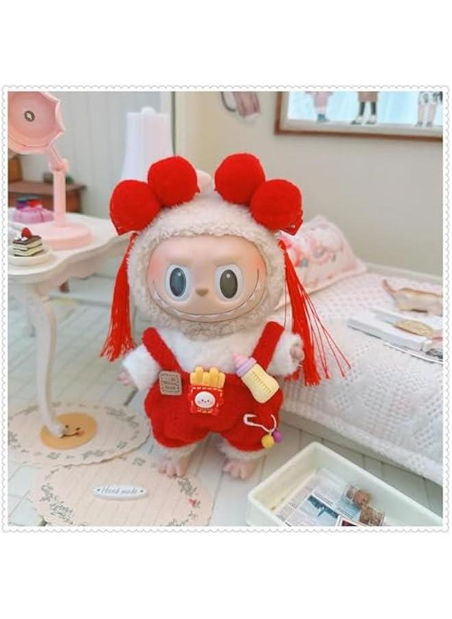 17cm labubu Doll Clothes Set for 17cm labubu Accessories Suit no Doll only Clothes (1red Milk Bottle Jumpsuit)