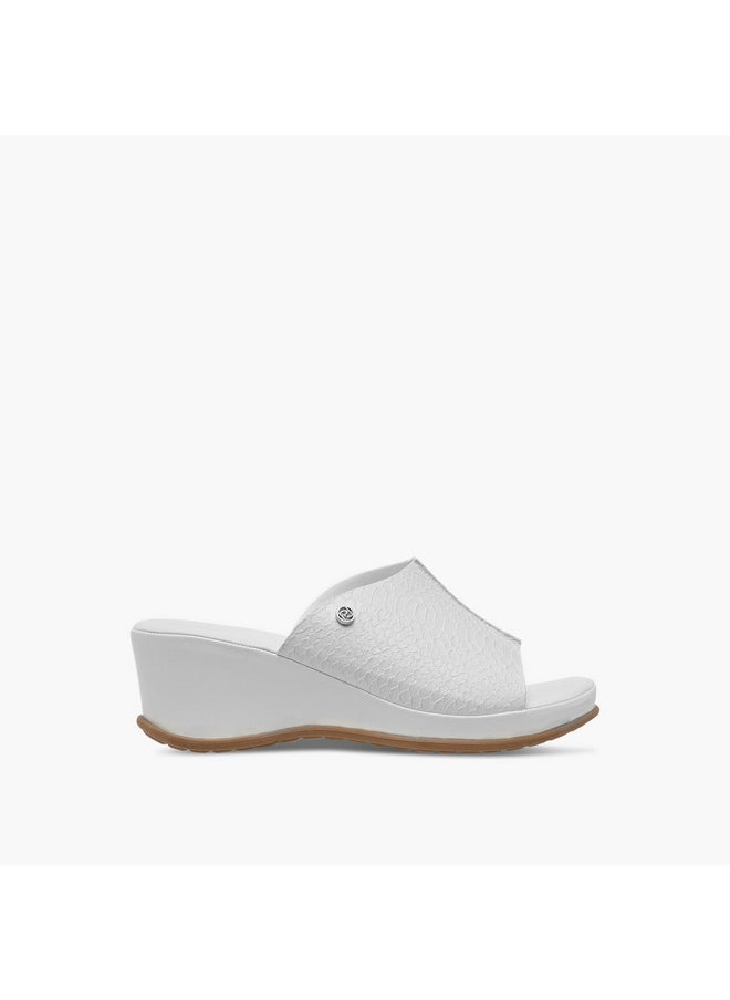 Women's Textured Slip-On Sandals with Wedge Heel