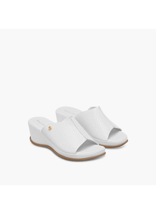 Women's Textured Slip-On Sandals with Wedge Heel