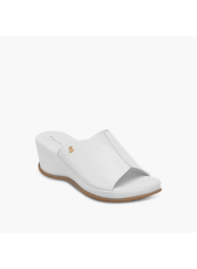 Women's Textured Slip-On Sandals with Wedge Heel