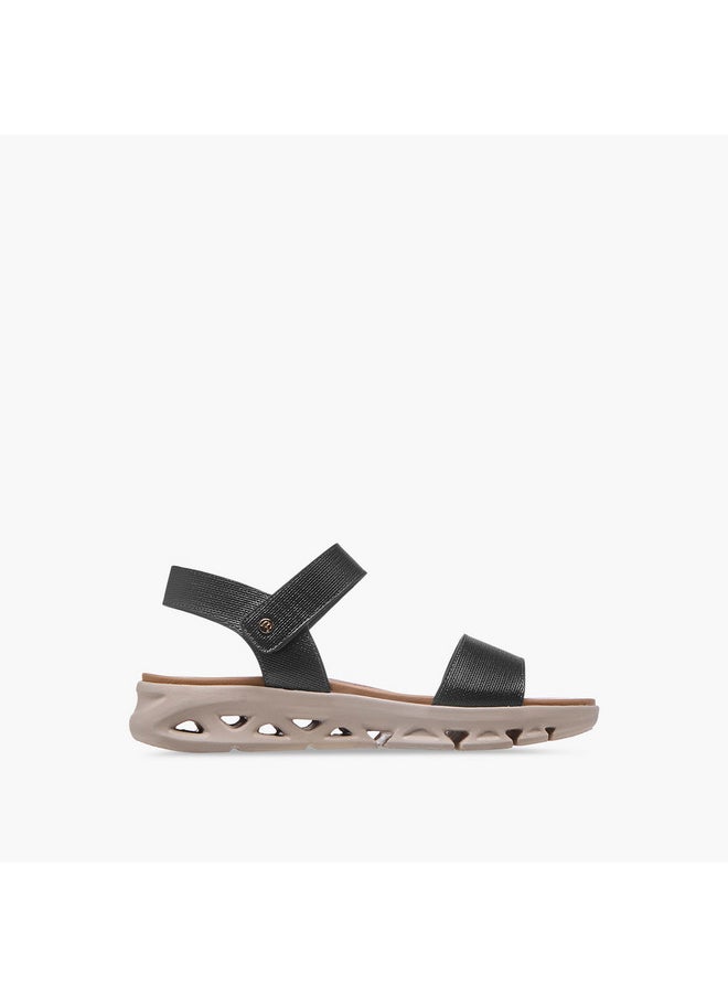 Women's Textured Strap Sandals with Hook and Loop Closure