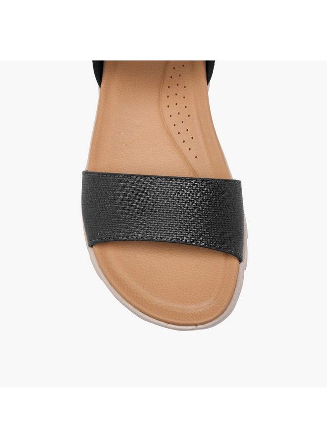 Women's Textured Strap Sandals with Hook and Loop Closure