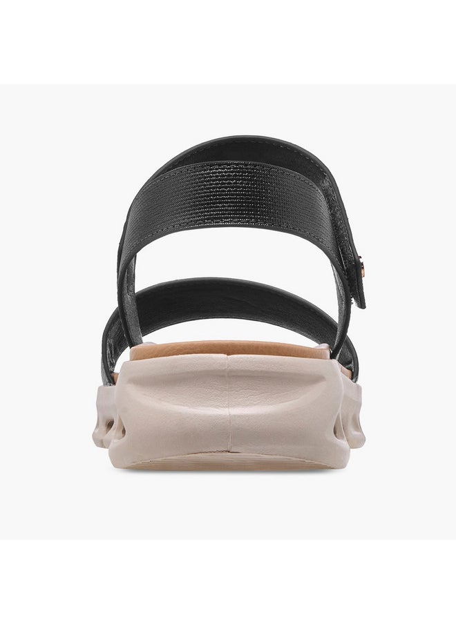 Women's Textured Strap Sandals with Hook and Loop Closure