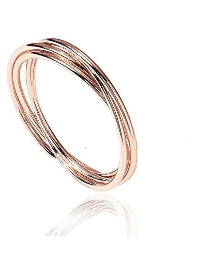 14K Plated Interlocked Rolling Anxiety Fidget Ring for Women and Men - Stacking Gold Ring
