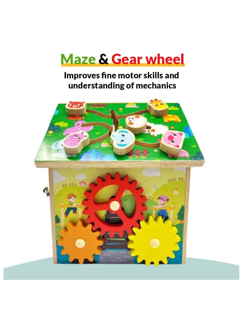 8-in-1 Wooden Montessori Busy House Toy – Educational STEM Activity for Kids – Shape Sorting, Puzzle, Color Recognition – Learning Gift for Boys & Girls