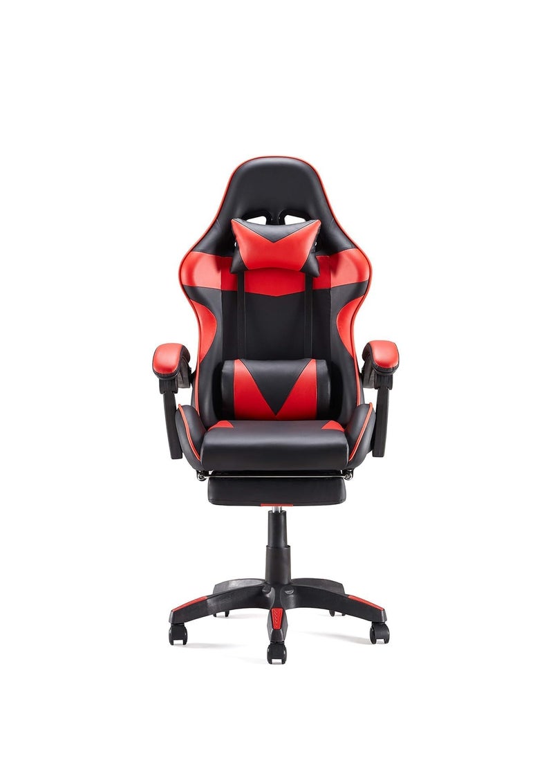 KRISHTHA R RUNILEX Gaming Racing Style Ergonomic Premium Office Chair Includ High Back Computer Leather Adjustable Gaming Chair with Adjustment Armrest Headrest and Lumbar Pillow Black Red