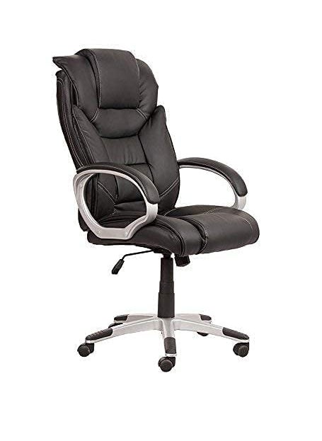 Mezonite Office Ergonomic Chair Chair for Office Work at Home Study Chair Gaming Chair with Padded Arms Black Faux Leather