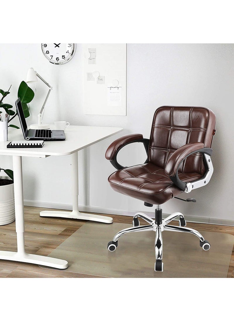 Mezonite Mid Back Brown Cushioned Leatherette Executive Boss Director Manager Study Desk Chair Gaming Special Office Revolving 360 Fully Adjustable Chair with Extra Comfort Office Chair