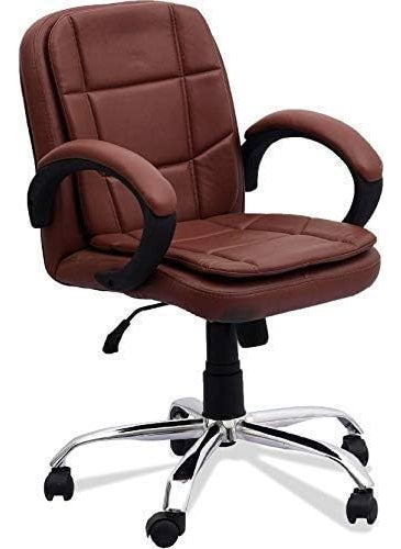 Mezonite Office Chair MidBack Swivel Computer Office Chair with Armrests Ergonomic Leatherette Padded Desk Chair Cabin Chair Gaming Chair Boss Office Brown Chair