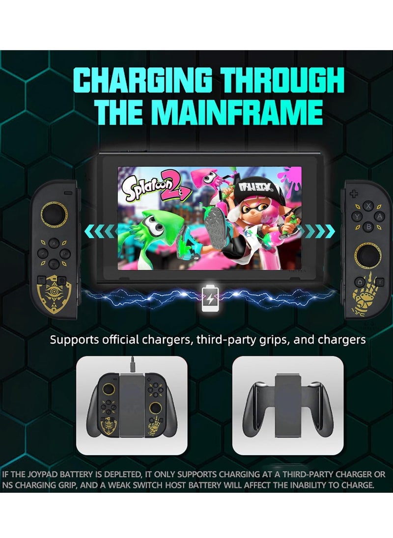 Joycon Controllers for Nintendo Switch, Replacement for Switch Controller with RGB LED, Adjustable Turbo & Vibration, Motion Control/Wake-Up/Screenshot (New Black)