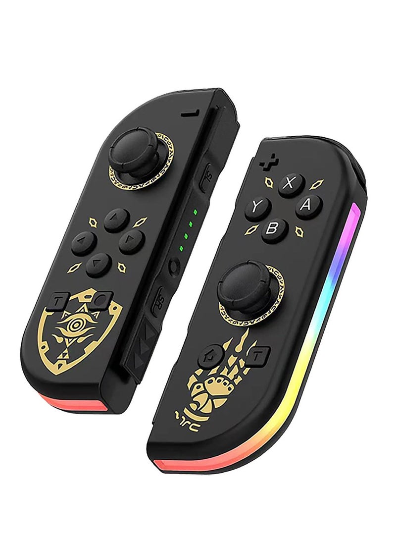 Joycon Controllers for Nintendo Switch, Replacement for Switch Controller with RGB LED, Adjustable Turbo & Vibration, Motion Control/Wake-Up/Screenshot (New Black)