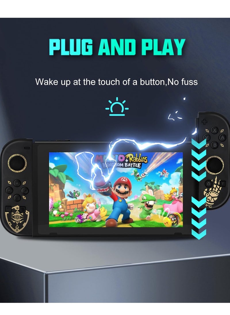 Joycon Controllers for Nintendo Switch, Replacement for Switch Controller with RGB LED, Adjustable Turbo & Vibration, Motion Control/Wake-Up/Screenshot (New Black)