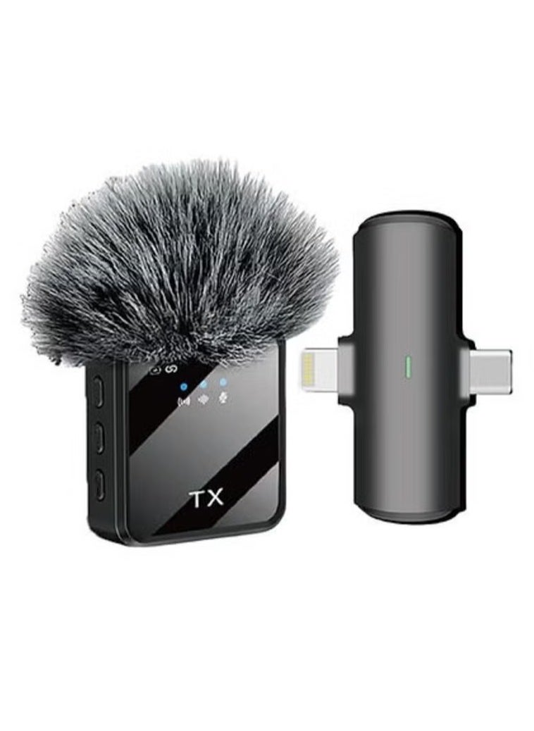 F15-2 Wireless Lavalier Microphone for iPhone Android Type-C Devices with 99% Noise Cancellation 48K High-Fidelity Recording Low Latency 5-6 Hour Battery ENC Noise Reduction Ideal for Karaoke Interviews and Stage Performances