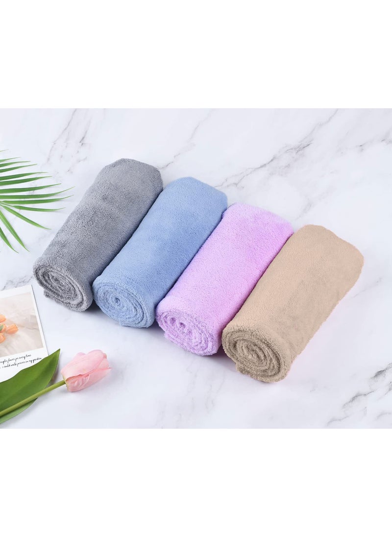 ACHAL 4Pcs Heavy Quality Microfiber Hair Towel Cotton Hair Wrap for GirlsWomen Water Absorbent Hair Drying Shower CapsBeige Purple Blue Grey