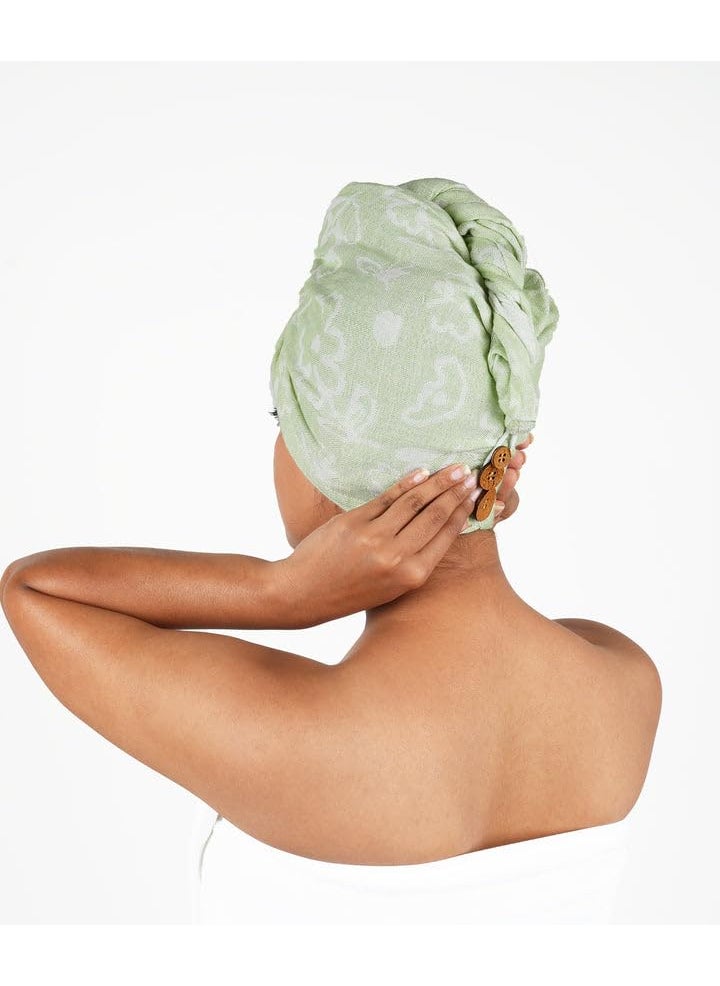Doctor Towels Banana Yarn Hair Towel Hair Wrap for Women Towel for Long Short Hair AntiFrizz Shower Hair Towels with Button QuickDrying Hair Cap Green Floral Towel Pack of 1