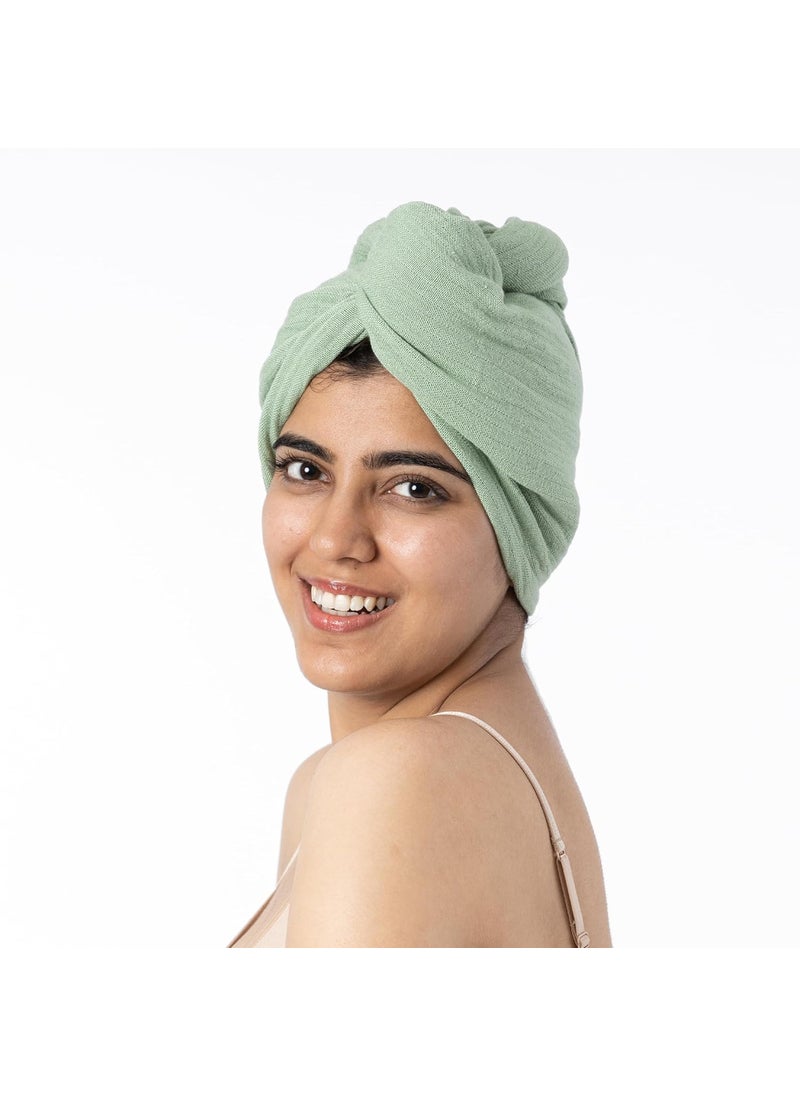 Doctor Towels Banana Double Cloth Hair Towel Hair Wraps for Women Towel for Long Short Hair AntiFrizz Shower Hair Towels with Button QuickDrying Hair Cap Sage Green Pack of 1
