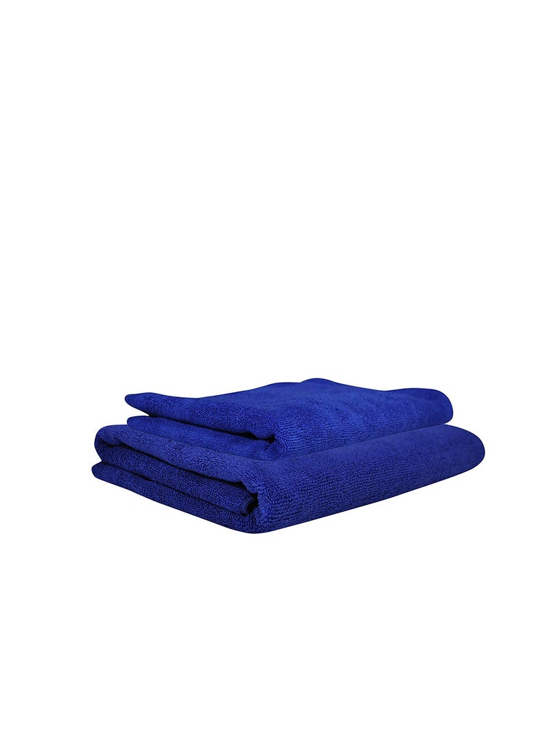 Talwar Home Decor Microfiber Bath Hair Towel Set 2 PcS 60X120 40X60 Cms Blue